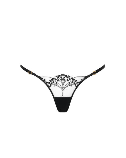 Marisa Embroidered Sheer Thong - Bluebella