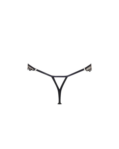 Marabel Embroidered Sheer Thong In Black & Sheer - Bluebella