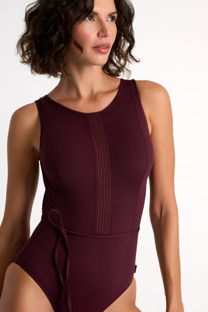 Magnolia Swimsuit In Burgundy - SHAN