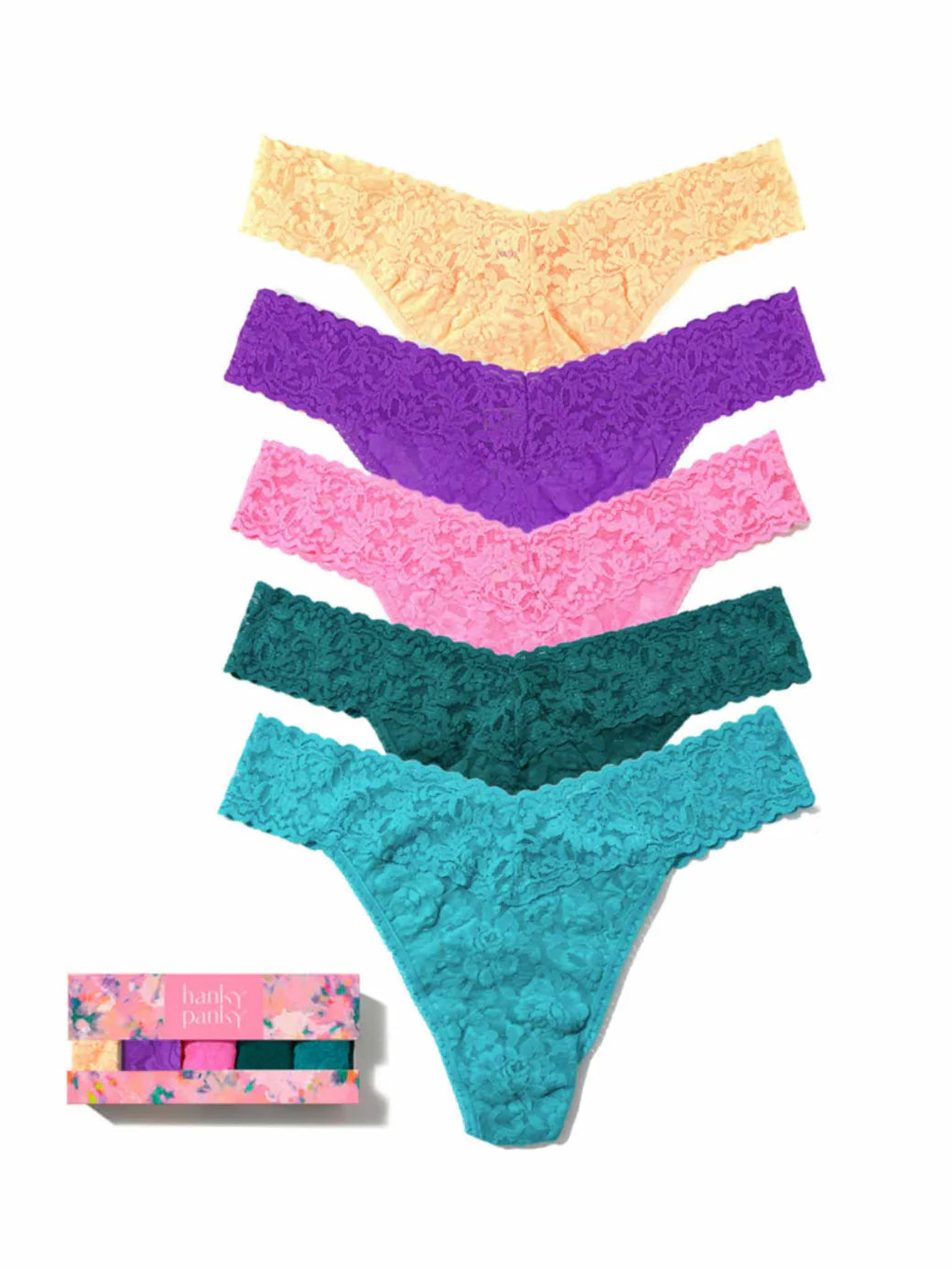 5 Original Rise Thongs in Marshmallow/Bliss/Boysenberry/Navy/Macchiato- Hanky Panky