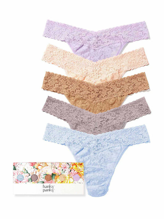 5 Original Rise Thongs in Celeste Blue, Pretty In Peach, Hyacinth, Duck Egg Blue, Pistachio - Hanky Panky