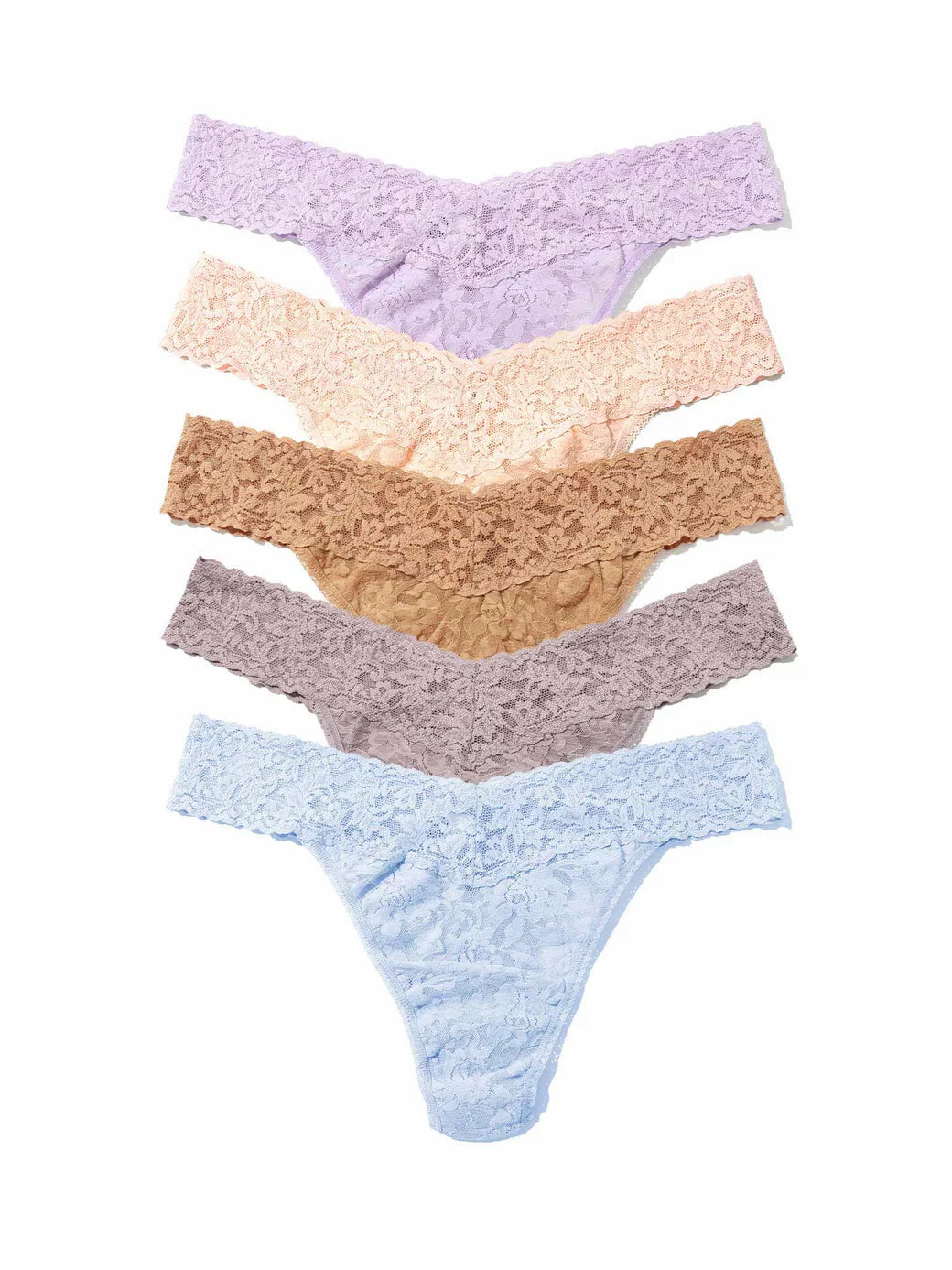 5 Original Rise Thongs in Celeste Blue, Pretty In Peach, Hyacinth, Duck Egg Blue, Pistachio - Hanky Panky