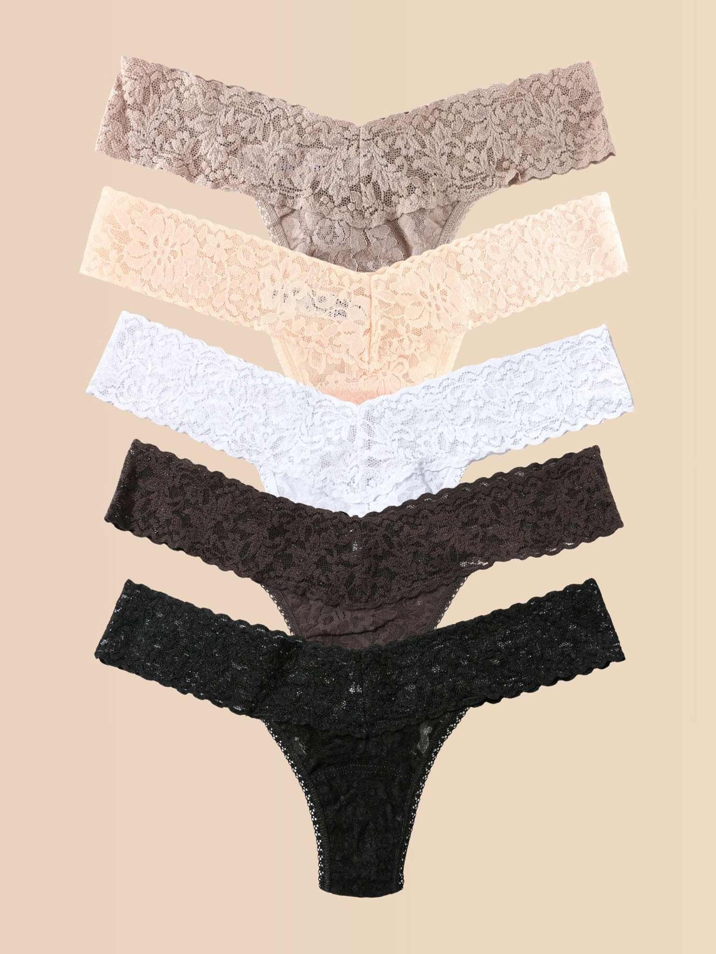 5 Original Rise Thongs in Taupe, Sleep in Grey, Grey Mist, Dusk, Black - Hanky Panky