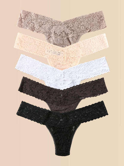 5 Original Rise Thongs in Taupe, Sleep in Grey, Grey Mist, Dusk, Black - Hanky Panky