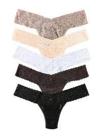 5 Original Rise Thongs in Taupe, Sleep in Grey, Grey Mist, Dusk, Black - Hanky Panky