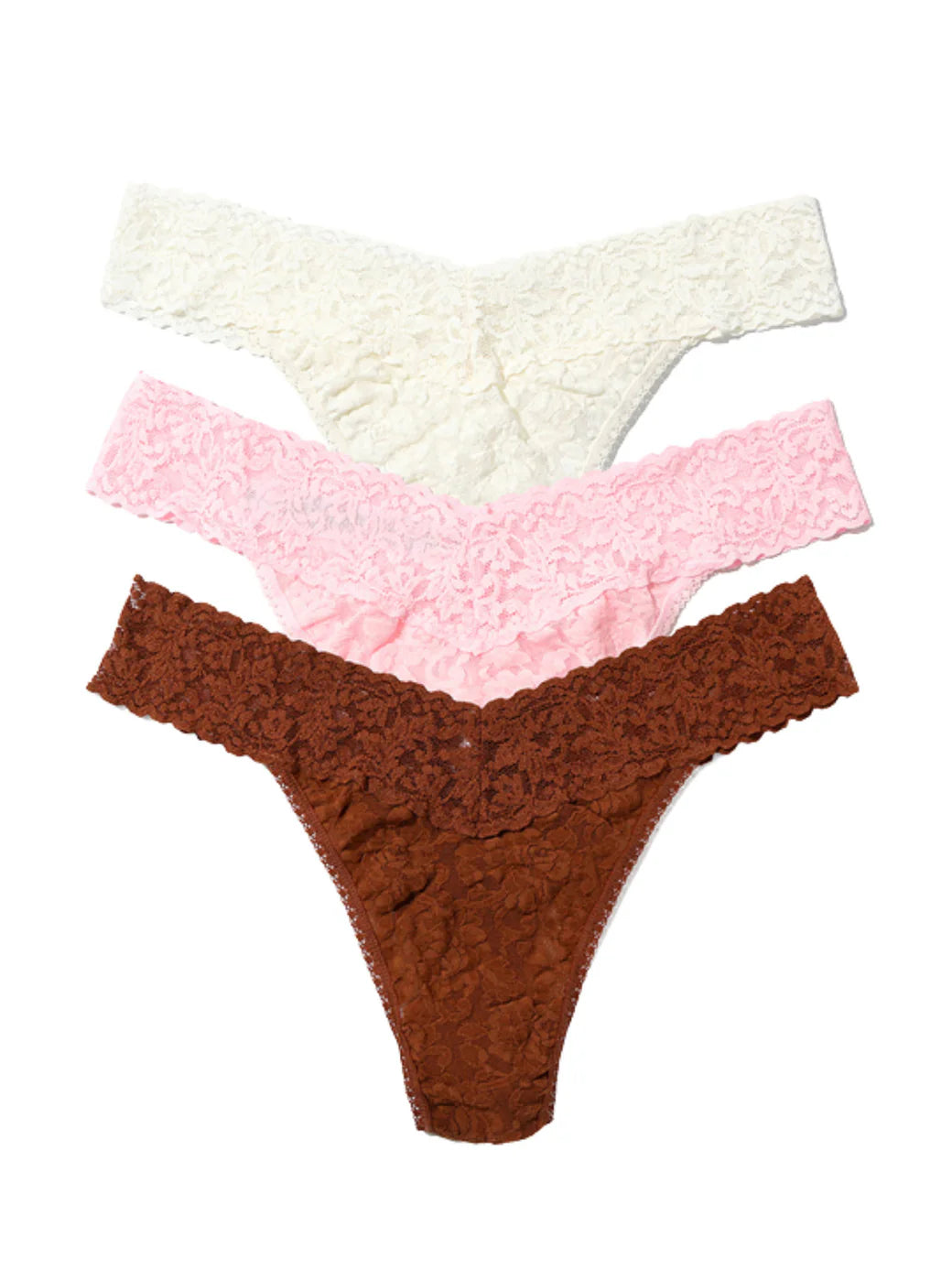 3 Original Rise Thongs in Marshmallow, Bliss Pink, Macchiato, Ice Cream Multipack - Hanky Panky