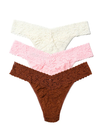 3 Original Rise Thongs in Marshmallow, Bliss Pink, Macchiato, Ice Cream Multipack - Hanky Panky