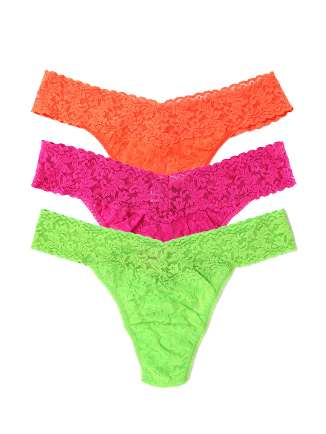 3 Original Rise Thongs in Satsuma Orange, Venetian Pink, Lush Creen, Ice Cream Multipack - Hanky Panky
