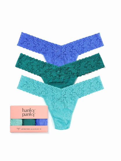 3 Original Rise Thongs in Seafoam Blue, Seabreeze, Blue Solace - Hanky Panky