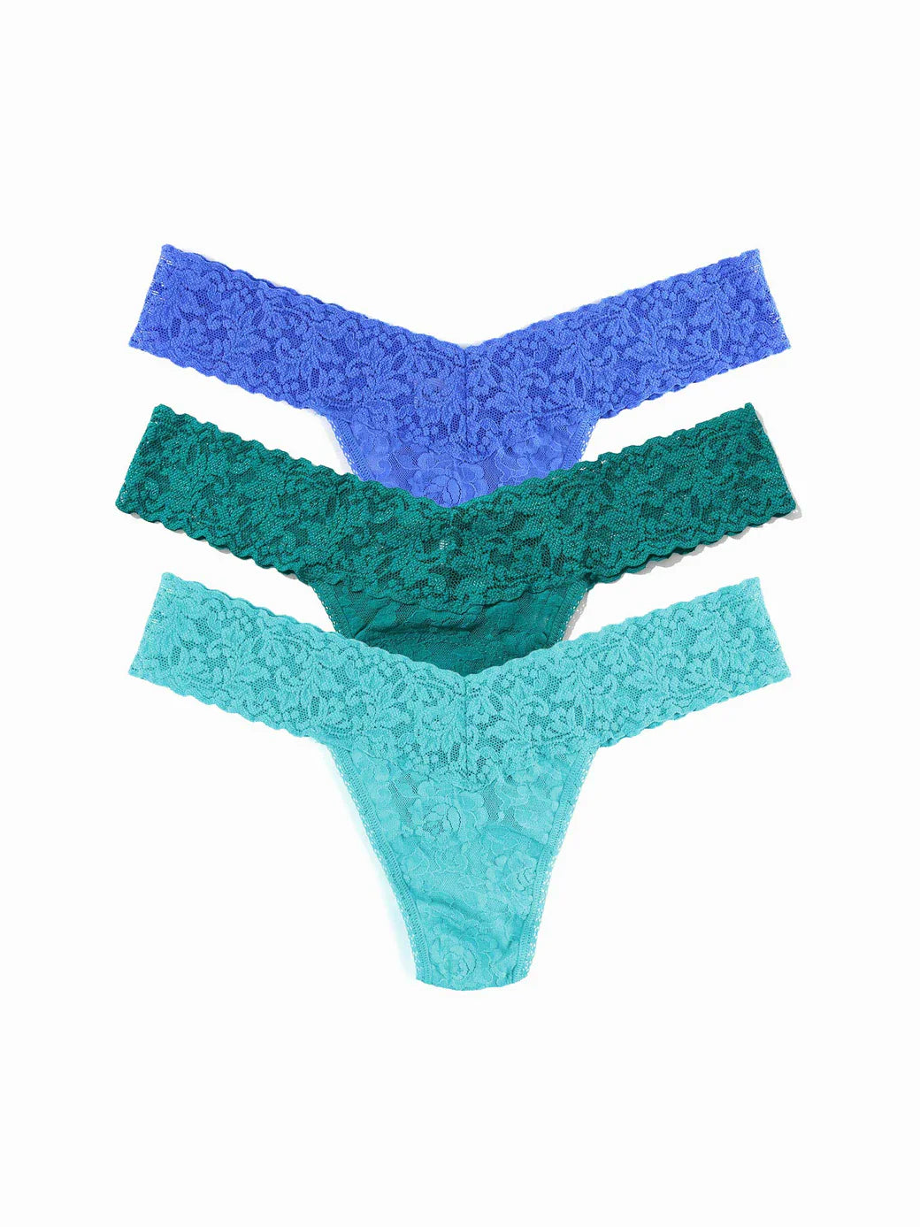 3 Original Rise Thongs in Seafoam Blue, Seabreeze, Blue Solace - Hanky Panky