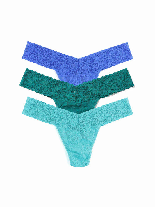 3 Low Rise Thongs in Seafoam Blue, Seabreeze, Blue Solace - Hanky Panky