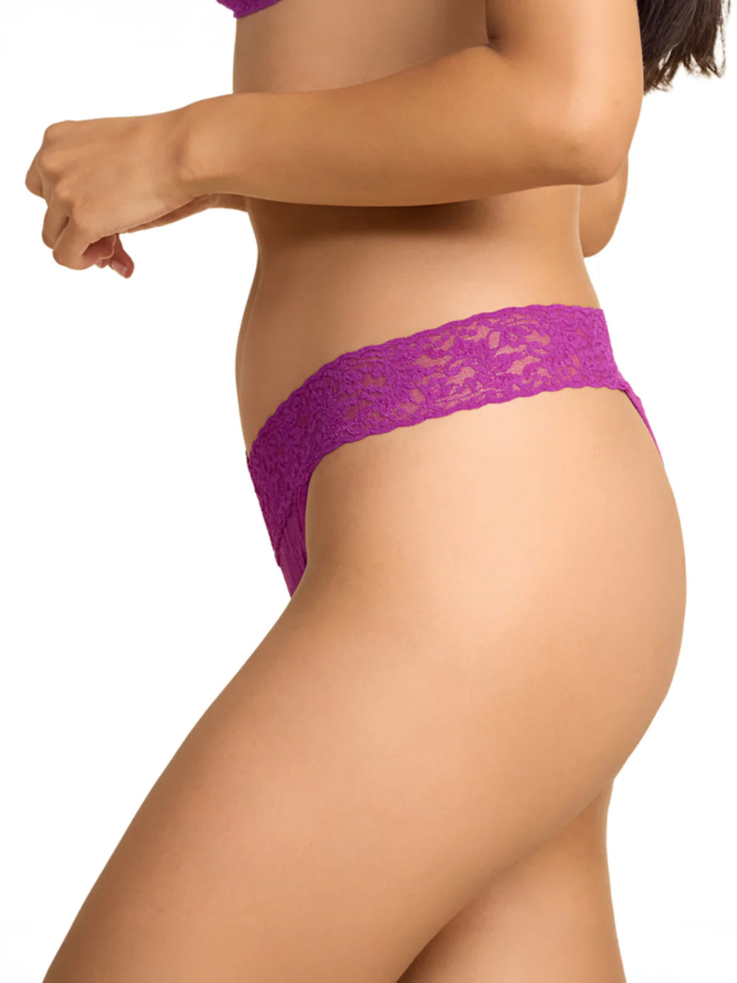 Low Rise Signature Lace Thong in Boysenberry - Hanky Panky