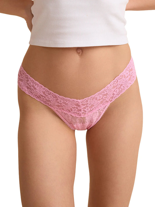 Low Rise Signature Lace Thong In Strawberry Lemonade - Hanky Panky