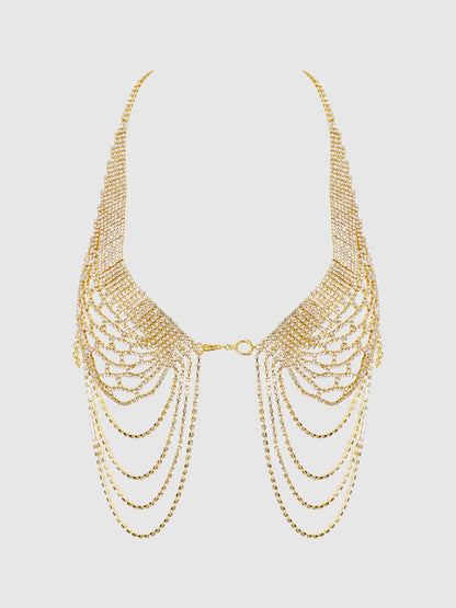Rhinestone Net Open Front Halter - House of Desire