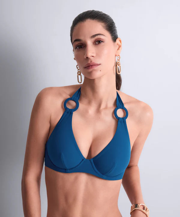 Summer Essence Plunging Triangle Bikini Top in Ibiza Blue - Aubade