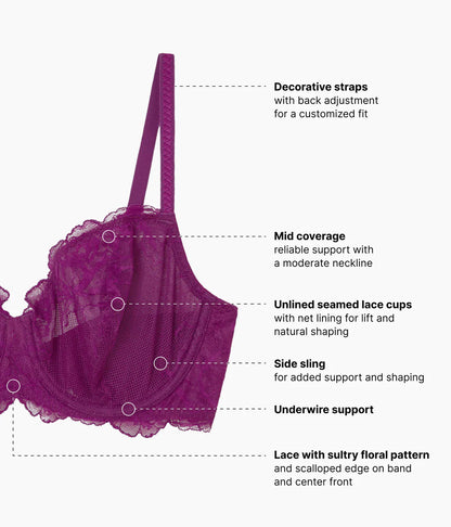 Vivid Attraction Underwire Bra in Dark Purple - Wacoal
