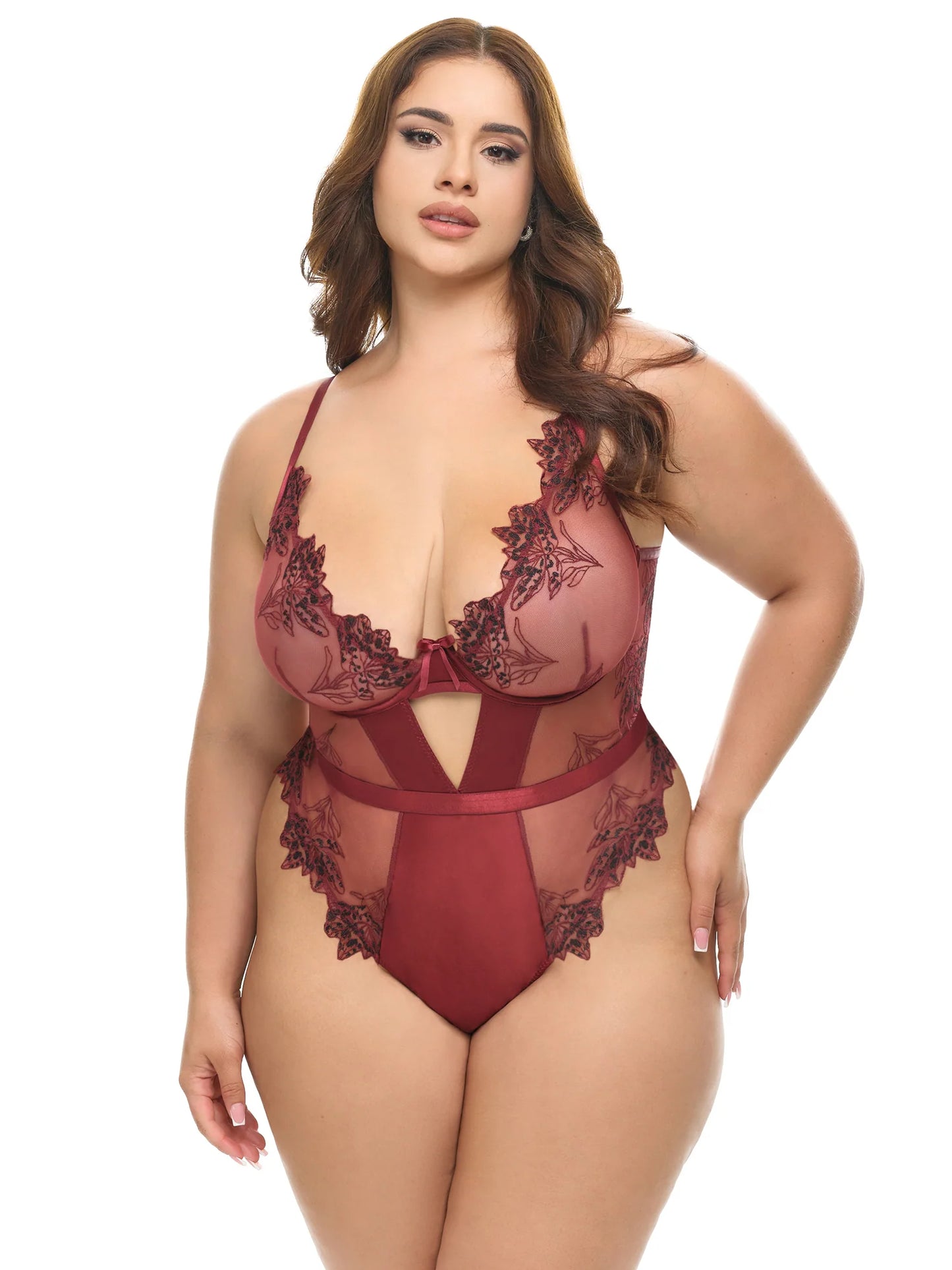 Nina Embroidered Teddy In Syrah - Oh La La Cheri