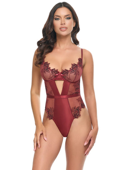 Nina Embroidered Teddy In Syrah - Oh La La Cheri