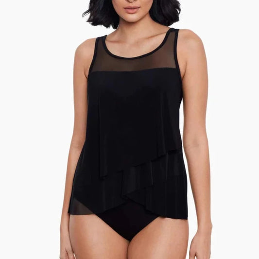 Illusion Side Support Tankini In Black - Miracle Suit