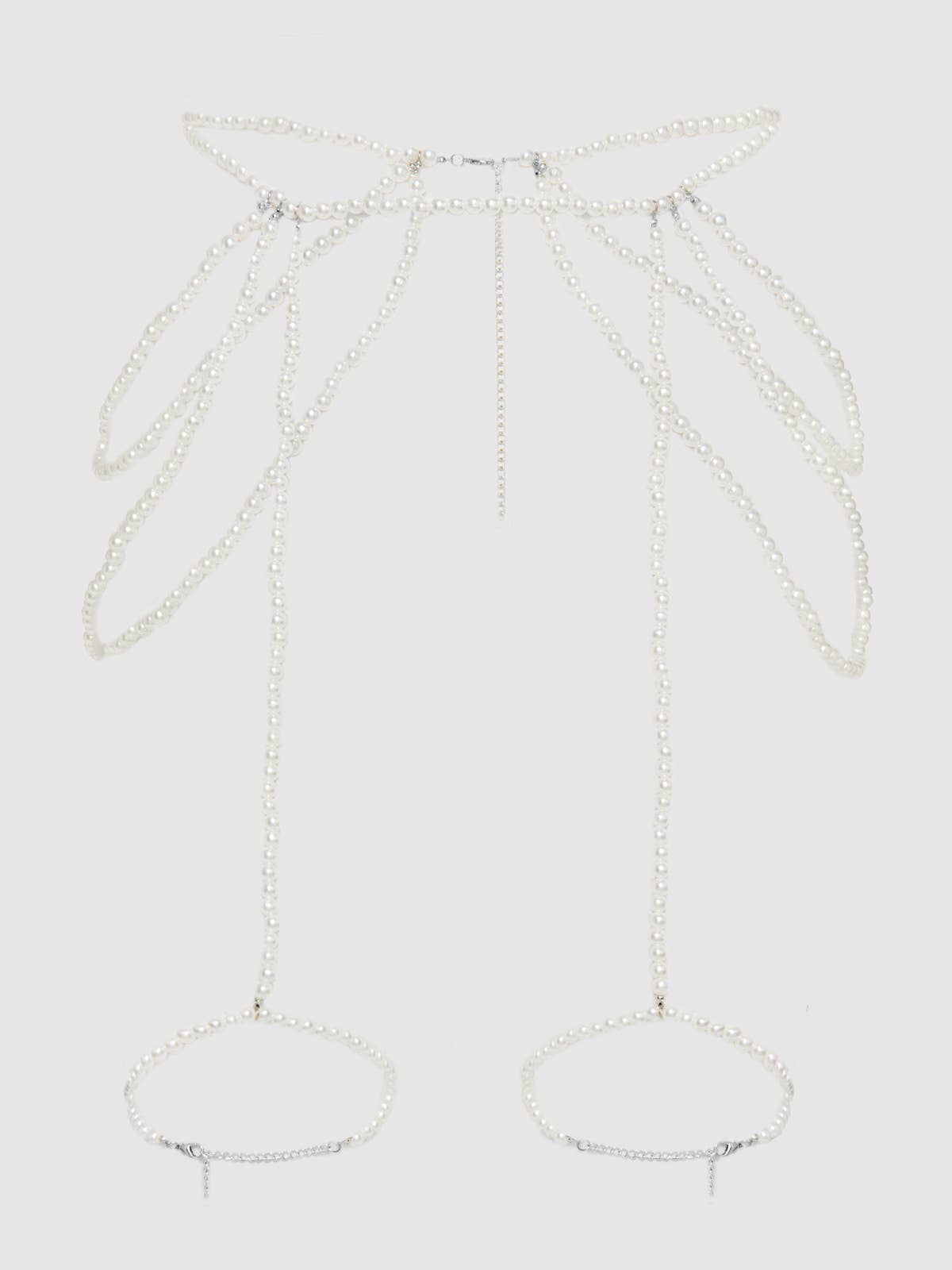Pearl Draped Garter In White - House of Desire