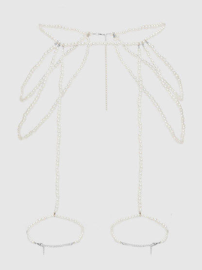 Pearl Draped Garter In White - House of Desire