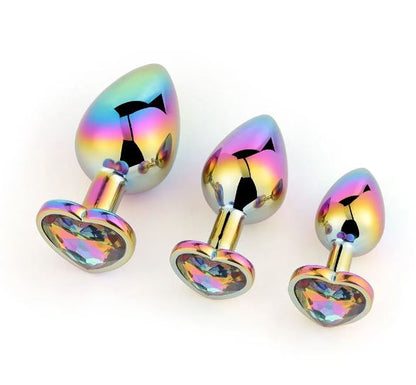 Rainbow Heart Plug Set In Rainbow - Pink Elephant