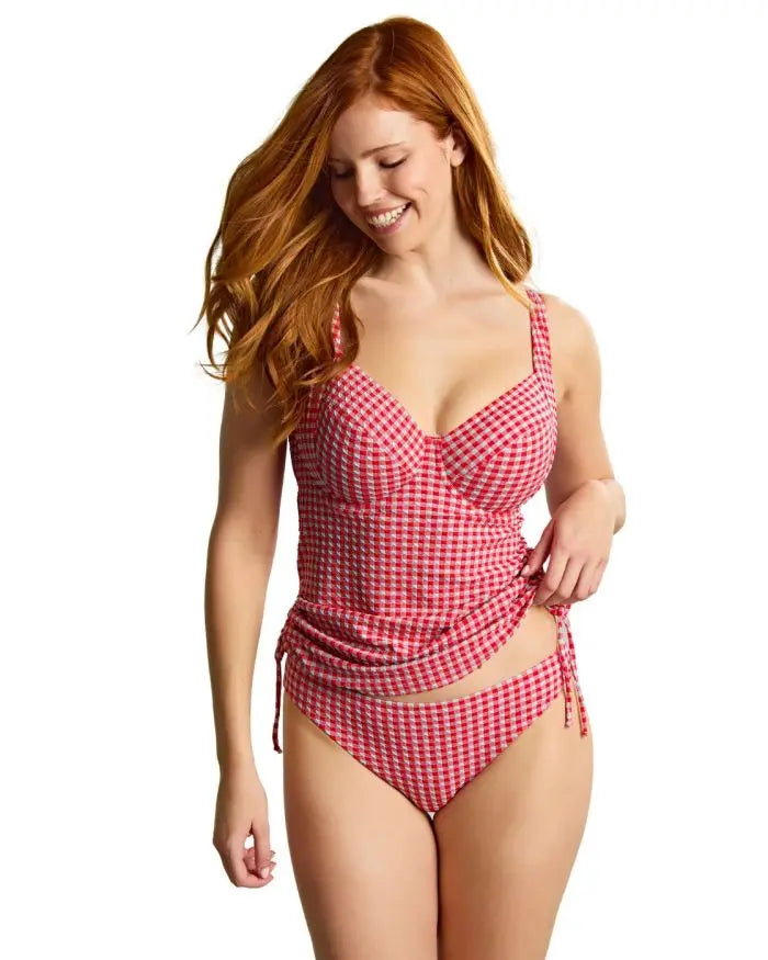 Gingham Iris Balcony Tankini in Red Gingham - Panache