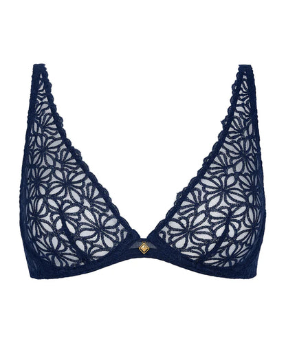 Secret Memories Ultra Plunge Triangle Bra in Deep Blue - Aubade