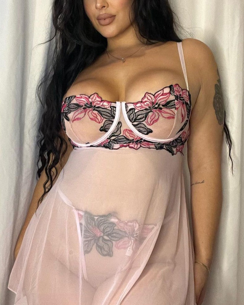 Audra Underwire Babydoll In Pink Tulle
