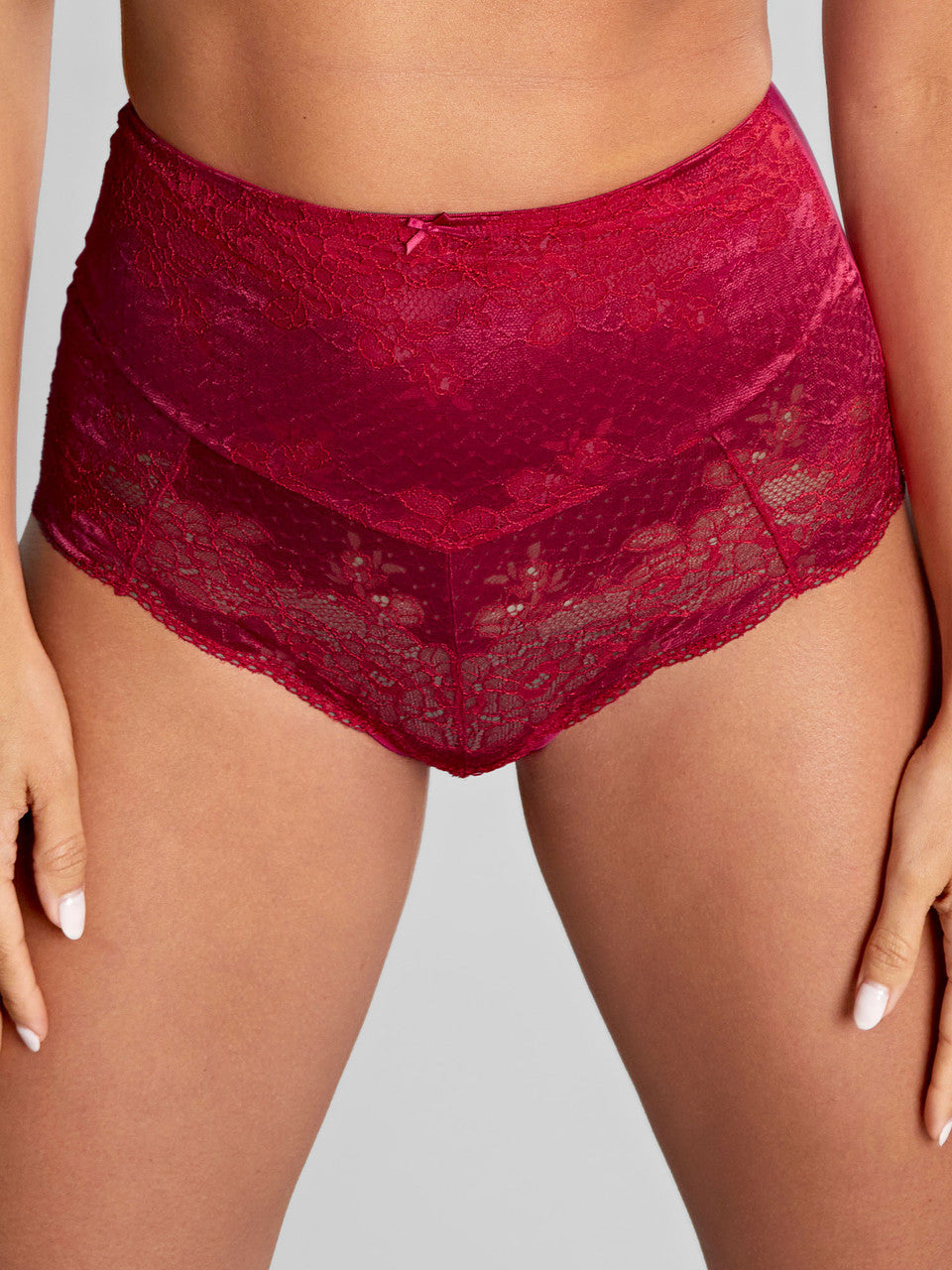 Clara High Waist Brief In Orchid & Red - Panache