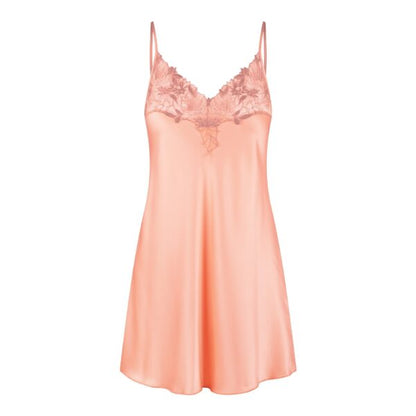 Satin Lace Top Chemise In Peach - Lingadore