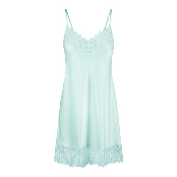 Satin Lace Edge Chemise In Jade Blue - Lingadore