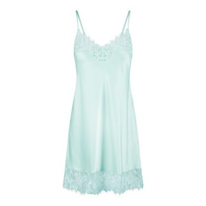Satin Lace Edge Chemise In Jade Blue - Lingadore
