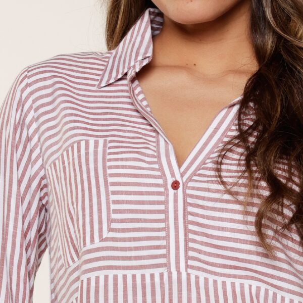 Stripe Pyjama Set In Soft Bordeaux - Lingadore