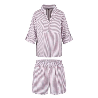 Stripe Pyjama Set In Soft Bordeaux - Lingadore