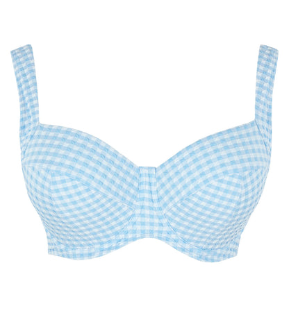 Gingham Olivia Full Cup Bikini Top In Sky Blue - Panache