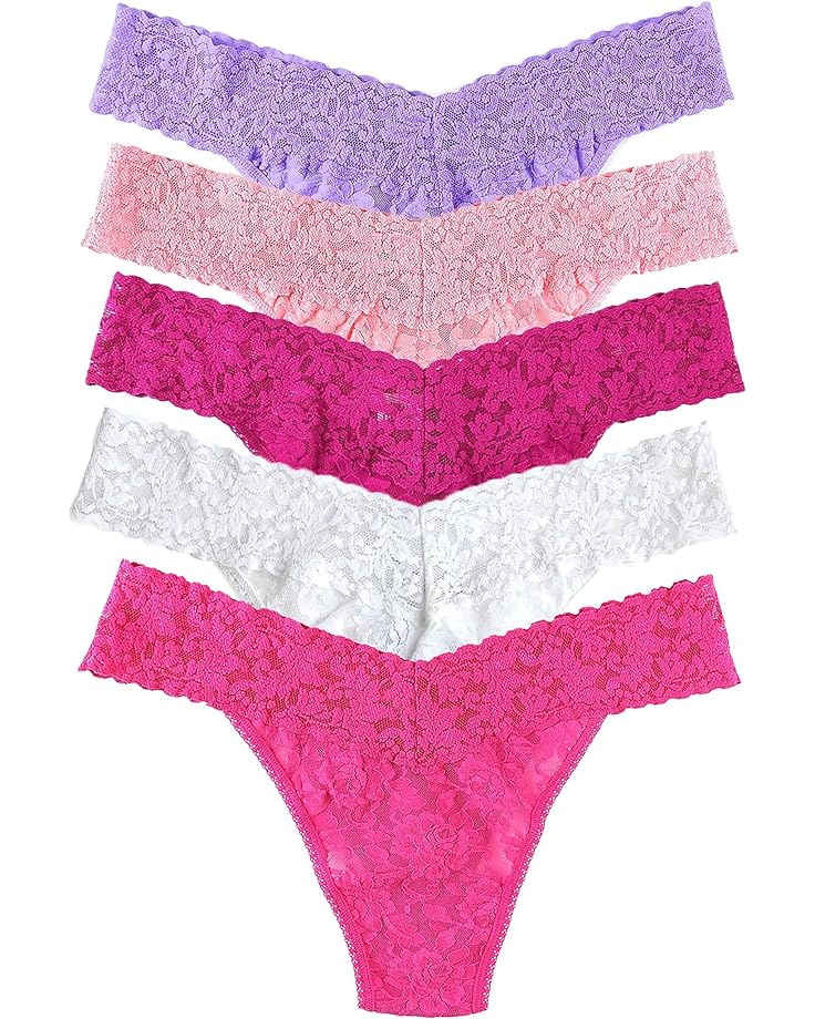 5 Original Rise Thong In Bordeaux, Pink, Raspberry, Viola & Chambray - Hanky Panky