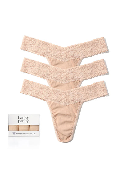 3 Original Rise Cotton Thongs - Hanky Panky