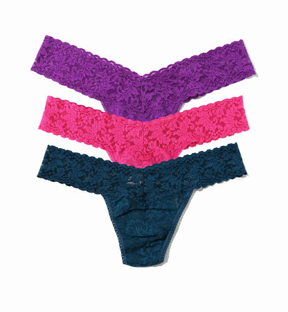 3 Low Rise Thongs in Sweet Tart, Tangelo Orange, and Twilight Purple - Hanky Panky
