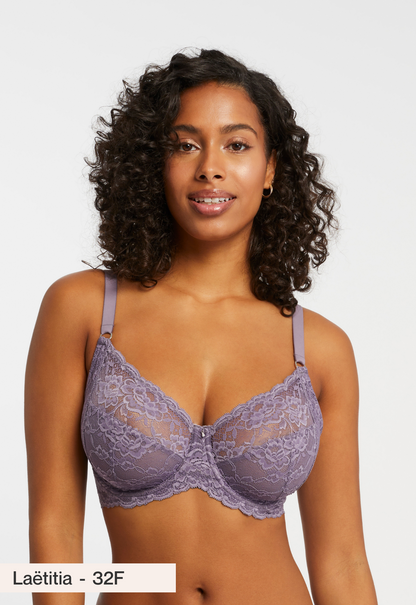 Muse Full Cup Lace Bra In Purple Cloud - Montelle