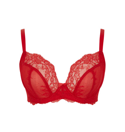 Soutien-gorge plongeant Ana en rouge salsa - Panache