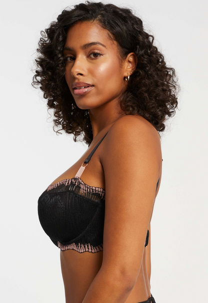 Dolce Vita Keyhole Balconette Bra In Black & Bloom- Montelle