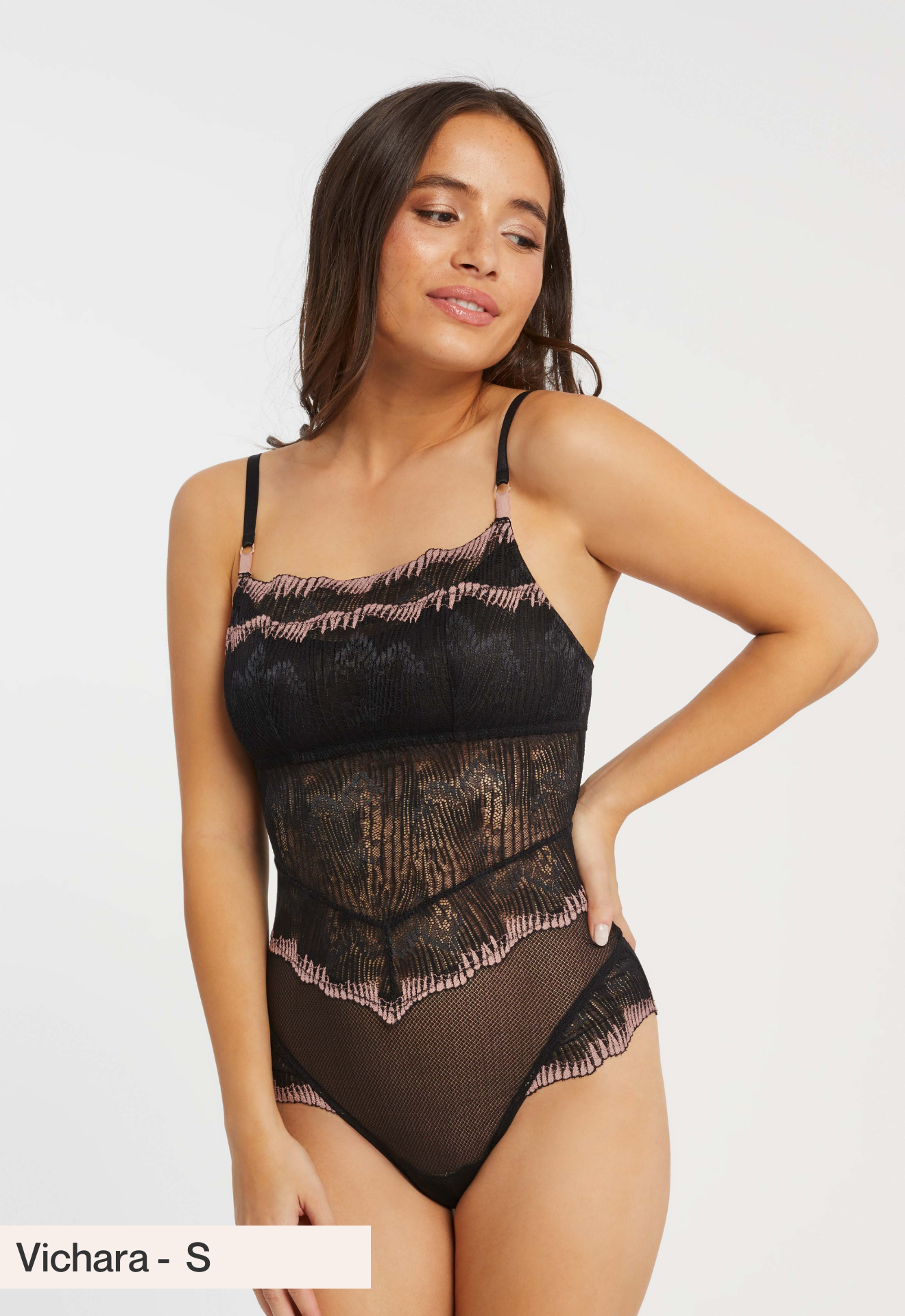 Dolce Vita Bandeau Bodysuit In Black & Boom - Montelle