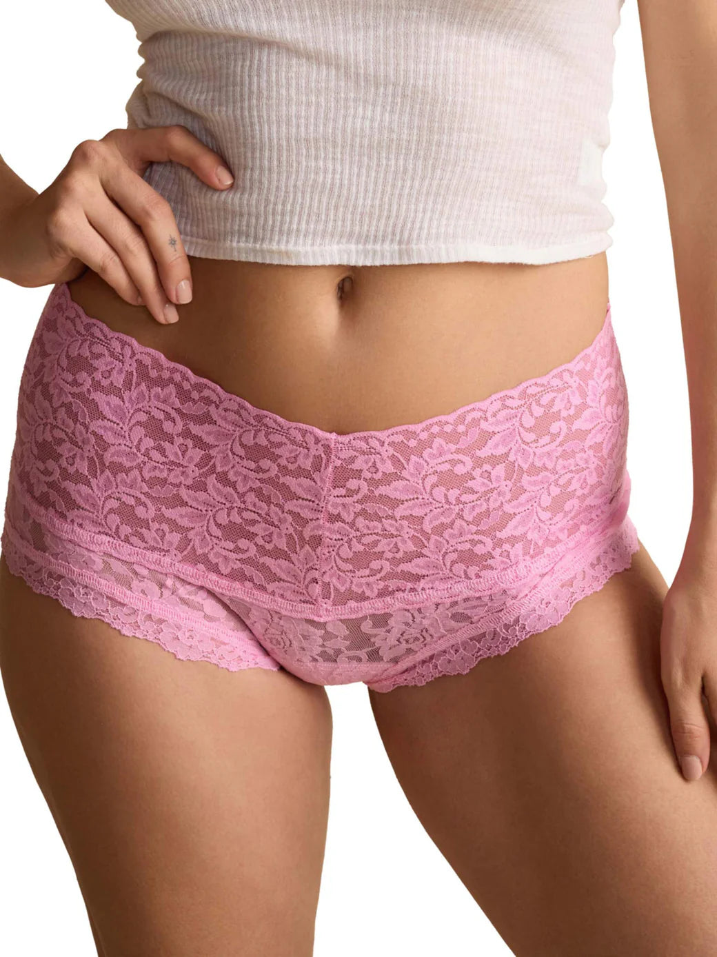 Retro Signature Lace Boyshort in Strawberry Lemonade - Hanky Panky