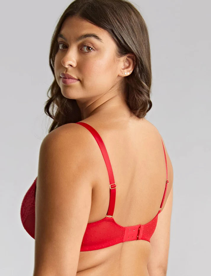 Heidi High Apex Non Padded Plunge Bra In Ruby Red - Panache