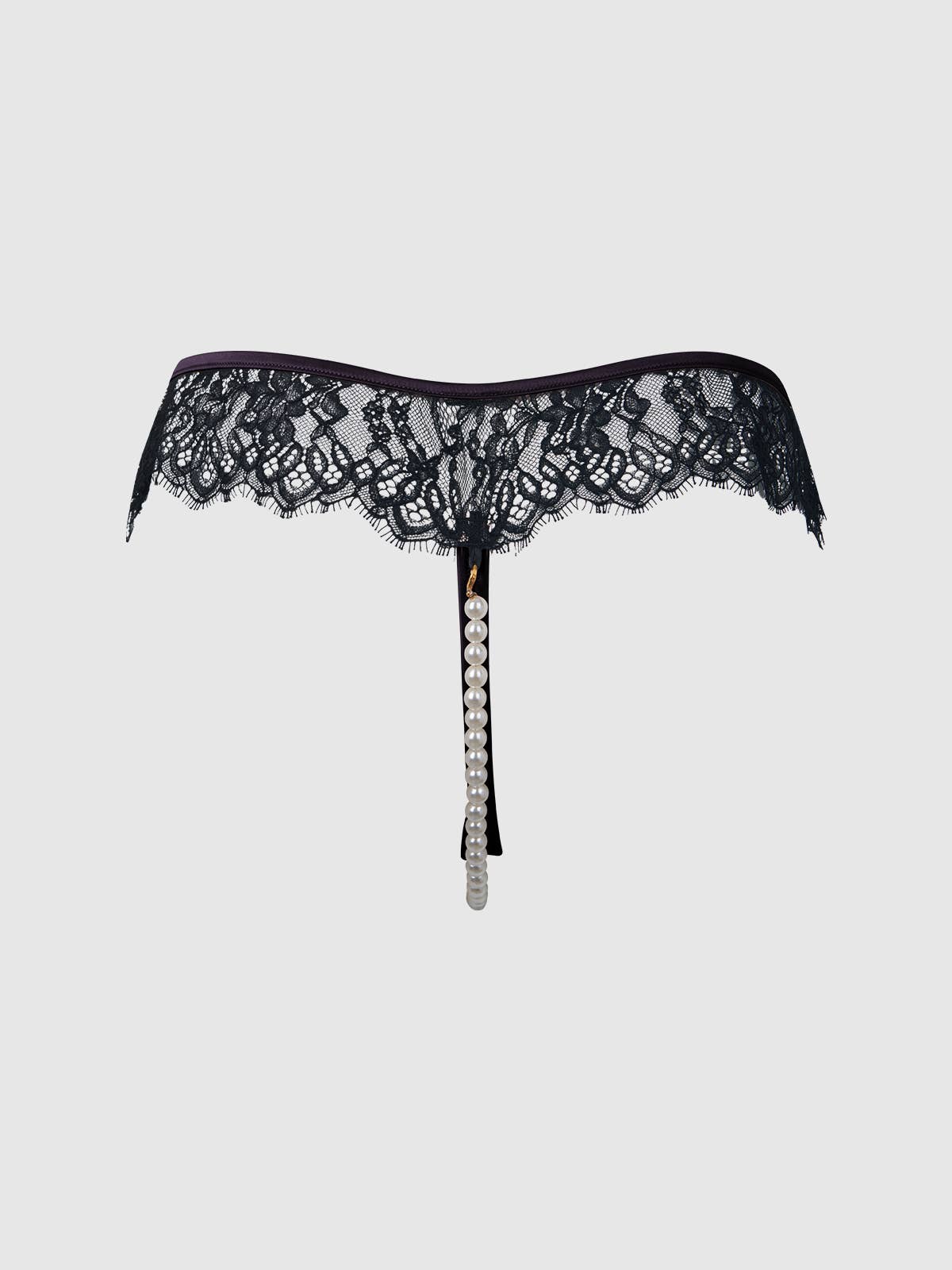 Jocelyn Lace & Pearl Crotchless Thong | House of Desire