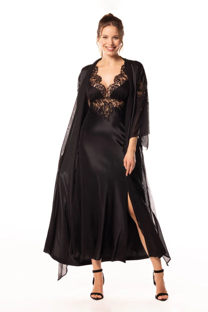 Diva Inferno Sild Gown In Black- Christine