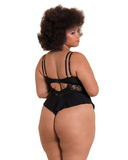 Scantilly Embrace Stretch Lace Teddy In Black - Curvy Kate