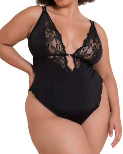 Scantilly Embrace Stretch Lace Teddy In Black - Curvy Kate
