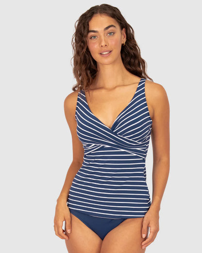 All Aboard D-E Wrap Singlet Top In Indigo - Baku